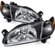 For 98 99 00 Toyota Corolla 1.8L Black Housing Left+Right Headlights Assembly