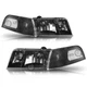 For 98-11 Ford Crown Victoria Black Housing Headlights+Corner Signal Lamp Set