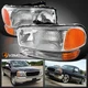 Fits 1999-2006 GMC Sierra Yukon XL Clear Headlights+Bumper Lamps Assembly L+R