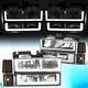For 1994-2000 GMC C/K Pickup Suburban Yukon U-LED Bar DRL Headlights Black/Amber
