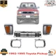 Front Grille Headlight Bezels + Headlight for 1992-1995 Toyota Pickup
