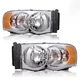 For 2002-2005 Dodge Ram 1500 2500 3500 Halogen Chrome Headlights Assembly