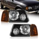Pair Headlights Assembly For 2001-2011 Ford Ranger Black Housing Amber Corner
