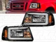 Pair Black 1pc Style Headlights w/ LED C-Bar for 2001-2011 Ford Ranger NEW