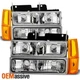 Fit 1994-99 GMC C/K Pickup Suburban Sierra Clear Headlights+Bumper+Corner Lights