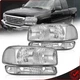 Headlight+Bumper Lamps For 1999-2007 GMC Sierra 1500 2500 3500 Yukon Chrome Pair