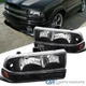 Fits 1998-2004 Chevy S10 Pickup Blazer Black Headlights+Bumper Lamps Left+Right