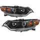 For 2009-2014 Acura TSX Black Housing Amber Corner HID Model Headlights LH+RH