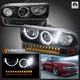 Fits 1998-2004 Chevy S10 Pickup Blazer LED Halo Projector Headlights Bumper Lamp