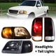 For 1997-2003 Ford F150 Black Headlights+Amber Corner Signal Lamp & Tail Lights