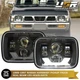 Black Housing LED Projector X Style 7x6 Headlight H6054 / H6052 For Jeep Nissan