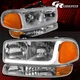 PAIR CHROME AMBER LED DRL HEADLIGHT+BUMPER LAMPS FOR 1999-2007 GMC SIERRA/YUKON