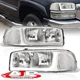 Chrome OE Style LED DRL Head Lights Lamps Set For 1999-2006 GMC Sierra 1500 2500
