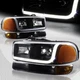 For 2000-2006 GMC Yukon XL 1500 2500 DRL LED Black Amber Headlights+Bumper 4PCS