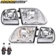 Clear Chrome Headlights & Corner Lights Fit For 1997-2003 Ford F150 Expedition