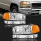 Pair Headlights For 1999-2006 GMC Sierra 1500 2500 Yukon XL Headlamp w/Bumper