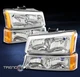 For 2003-2006 Chevy Silverado Avalanche Headlights Headlamps+Bumper Chrome/Amber