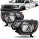 For 2012-2015 Toyota Tacoma TRD Pair Black Amber Corner Lamp Headlights Assembly