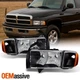Fit 1999-2002 Dodge Ram 1500 Sport Model Black Headlights Corner Replacement