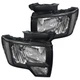 For 2009-2014 Ford F150 Black Replacement Front Headlights Head Lamps Left+Right