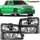 For Chevrolet Silverado 2003-2006 Black Housing Headlights Assembly+Bumper Lamps