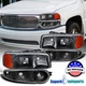 Fit 2001-2006 GMC Sierra Yukon Denali Black Headlights+Black Signal Corner Lamps