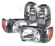 BLACK w/ CLEAR HEADLIGHT & CORNER & LED TAIL LIGHT FOR TOYOTA 4RUNNER 1996-98
