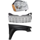 Grille Kit For 2005-2007 Jeep Grand Cherokee with Right Side Fender & Headlight