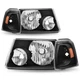 For 2001-2011 Ford Ranger Black Housing Amber Corner Headlights Assembly LH+RH
