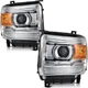 Headlights Assembly Set For 2014-2019 GMC Sierra Chrome Housing Clear Lens