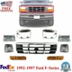 Front Grille Chrome + Headlights Corner Lamps + Bezels For 1992-97 Ford F-Series