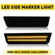 For Dodge 08-14 Challenger Bumper Front LED Side Marker Amber Lights Smoke 2PCS