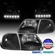 Fits Ford 1997-03 F150 97-02 Expedition LED strip Headlights+Corner Lamps Black