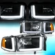 For 1994-2002 Dodge Ram 1500 2500 3500 Switchback Dual L-Shape LED Headlights
