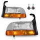 Pair Headlights For 1997-2004 Dodge Dakota / 1998-2003 Dodge Durango W/Bulbs L+R
