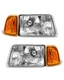 Pair Headlights Assembly For 2001-2011 Ford Ranger Chrome Housing Headlamps L+R