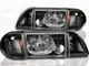 New 87-93 6pcs Set Ford Mustang Black Headlights with Corner and Parking Lights 