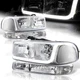 CHROME HOUSING CLEAR LENS DRL LED HEADLIGHTS+BUMPER LIGHT FIT 00-06 GMC YUKON XL