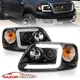 [LED C Light Bar]For 1997-2003 Ford F-150 Halo Ring Projector Black Headlights