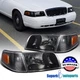 Fits 1998-2011 Ford Crown Victoria Black Headlights w/ Corner Signal Lamps 98-11