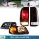For 1997-2003 Ford F150 Black Headlights+Amber Corner Signal Lamp & Tail Lights