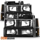 Fit 1994-1998 GMC C/K Yukon Suburban Black Headlights+Bumper Lights+Corner Lamps
