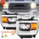 W/LED DRL W/Bulbs Headlights For 2014-2018 GMC Sierra 1500 15-19 2500 3500HD