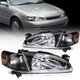 ECCPP Headlights Assembly For Toyota For Corolla 1.8L 1998-2000 Pair Black Amber