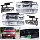 Fit For 1999-2002 Chevy Silverado 00-06 Tahoe Suburban Headlights+Fog Lights
