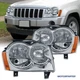Set Chrome Headlights For 2005-2007 Jeep Grand Cherokee Headlamps Clear Lens