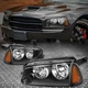 For 06-10 Dodge Charger Black Housing Amber Corner Headlight Replacement Lamps