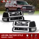 Black LED DRL Head Lights +Bumper Lamp For 1999-2002 Chevy Silverado 00-06 Tahoe