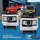 For 14-18 GMC Sierra 1500 / 15-19 2500HD Black Clear Projector Headlights Lamps