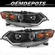 For 2009-2014 Acura TSX Black Amber Corner HID Headlights Assembly Pair L+R